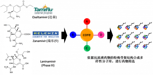 图2：以现有抗流感药物的结构为基。卸嘌砸┪锓肿涌獾暮铣。