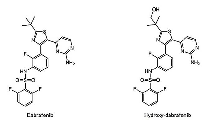 开发并验证新的LC-MS/MS方法，用于定量人血浆中达拉非尼及其主要代谢物羟基达拉非尼 (OHD)。本研究中OHD(纯度>99%)通过不朽情缘mg官网合成